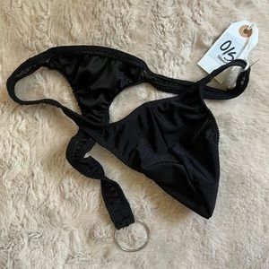 Mens Black Thong w/ Built in C Ring
